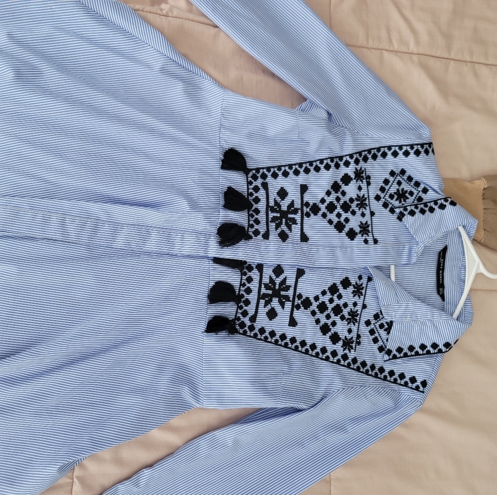 Blue button up blouse